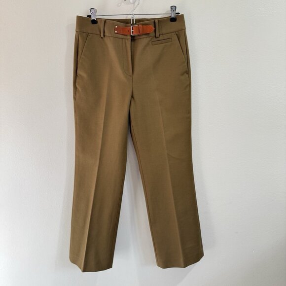 Alexander Wang Pants Womens 4 Pleated Trousers Brown Green Belted Ankle Straight